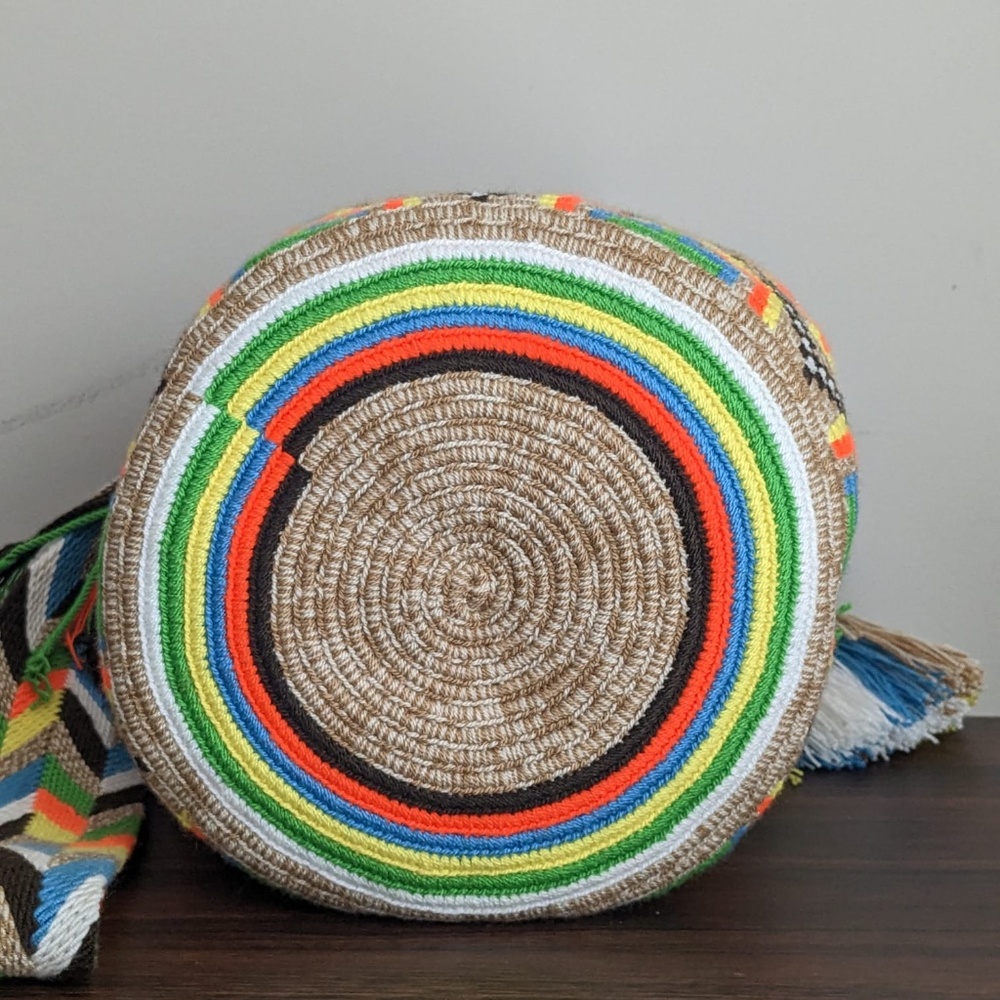 Authentic Wayuu Mochila Colombian Bag Large Size Colors matizada Autumn - Picture 5 of 6